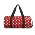 thumbnail image 3 of Rocae Red Polka Dot Print Round Travel Duffel Bag and Fitness Bag, Women's Waterproof Weekend Tote, Men's Travel and Fitness Essentials, 3 of 8