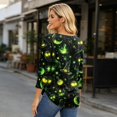 thumbnail image 5 of Halloween Costumes for Women 3/4 Sleeve Dressy Casual Tops Witch Hat Printed Halloween Shirts Crewneck Summer Fall Fashion Blouse Dark Green 2XL, 5 of 8