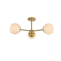 Briggs 26 inch flush mount in brass with white shade