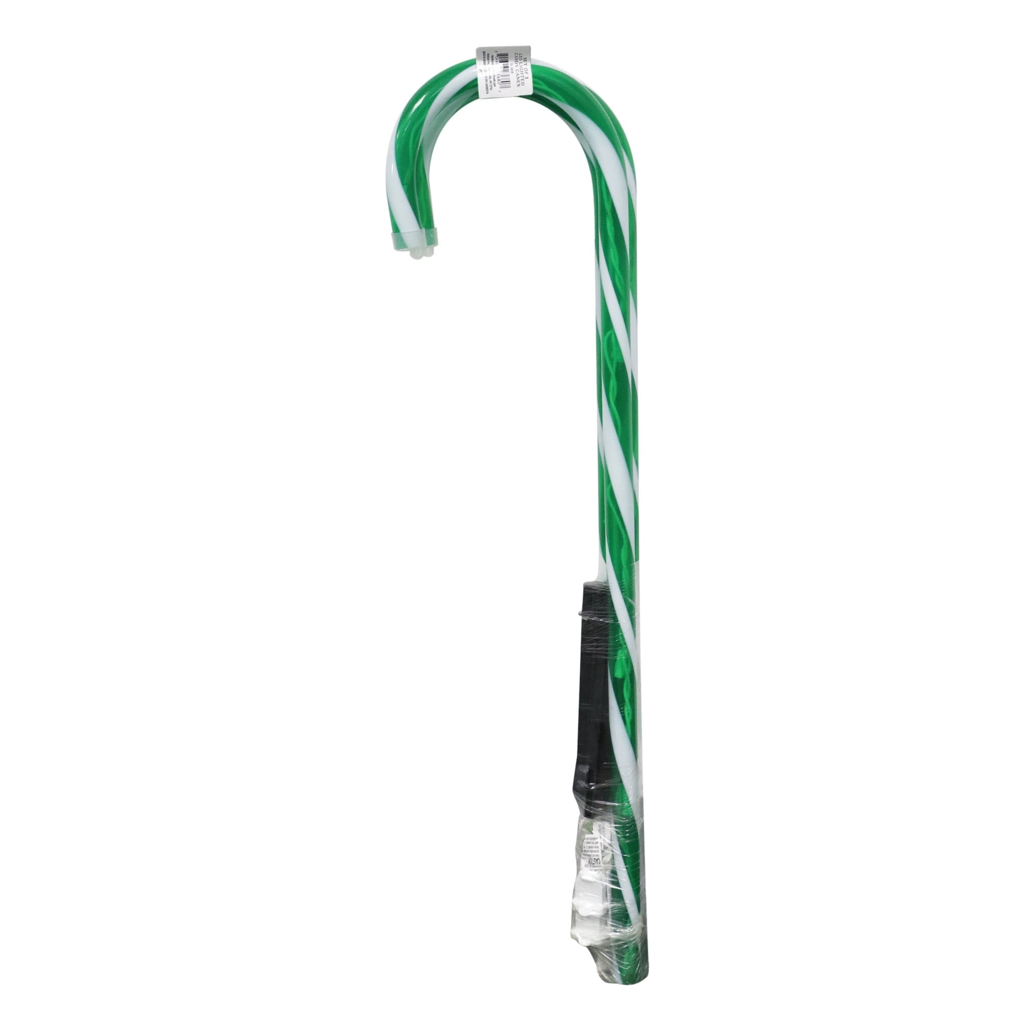Light-Up Candy Cane Outdoor Christmas Yard Stakes, Green and White, 26", Set of 3, by Holiday Time