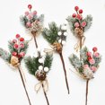 10pcs Christmas Red Berry Articifial Flower Pine Cone Branch Christmas
