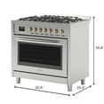 thumbnail image 3 of 36 in. Stainless Steel Professional Gas range with Legs, KM-FR36GL-SS., 3 of 7