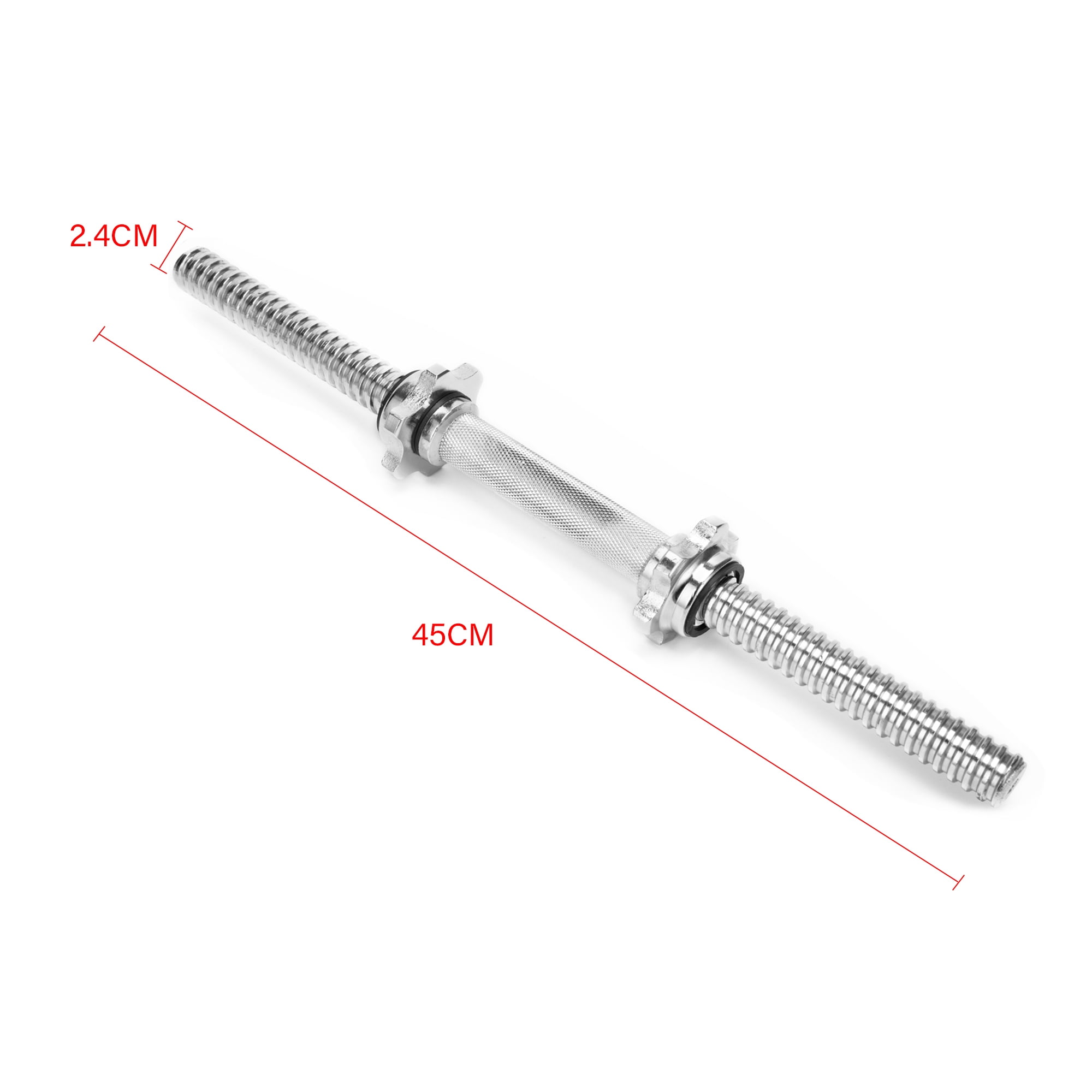 45cm Stainless Steel Chrome Dumbbell Bars,Dumbbell Handles Spinlock Collar Set for Sport Workout Fitness Barbell Strength Training