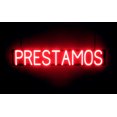 thumbnail image 1 of SpellBrite PRESTAMOS LED Sign for Business. 36.0" x 6.3" Red PRESTAMOS Sign Has Neon Sign Look With Energy Efficient LED Light Source. Visible from 500+ Feet, 8 Animation Settings., 1 of 4