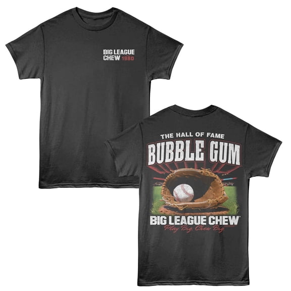 Big League Chew Baseball Glove 1980 Men's T Shirt (Charcoal, AdultS)