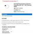thumbnail image 2 of Fuel Tank Pressure Sensor Connector - Compatible with 1997 - 2007 Chevy Malibu 1998 1999 2000 2001 2002 2003 2004 2005 2006, 2 of 2