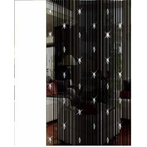 String Curtains Black Beads Curtains Doorway Tassel Curtain Thread Fringe Crystal Door String Curtain Beads Window Panel Room Divider Curtain for Doorway Home Decoration (3.28 X 6.56 ft)