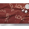 thumbnail image 2 of Soimoi Red Heavy Satin Fabric Triangle & Floral Love Text Print Fabric by the Yard 54 Inch Wide, 2 of 3