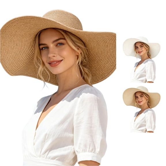 Unir Wide Brim UV Protection Sun Hat for Women, Floppy Paper Straw Beach Hat, Lightweight Summer Casual Hat, 1 Piece, One Size