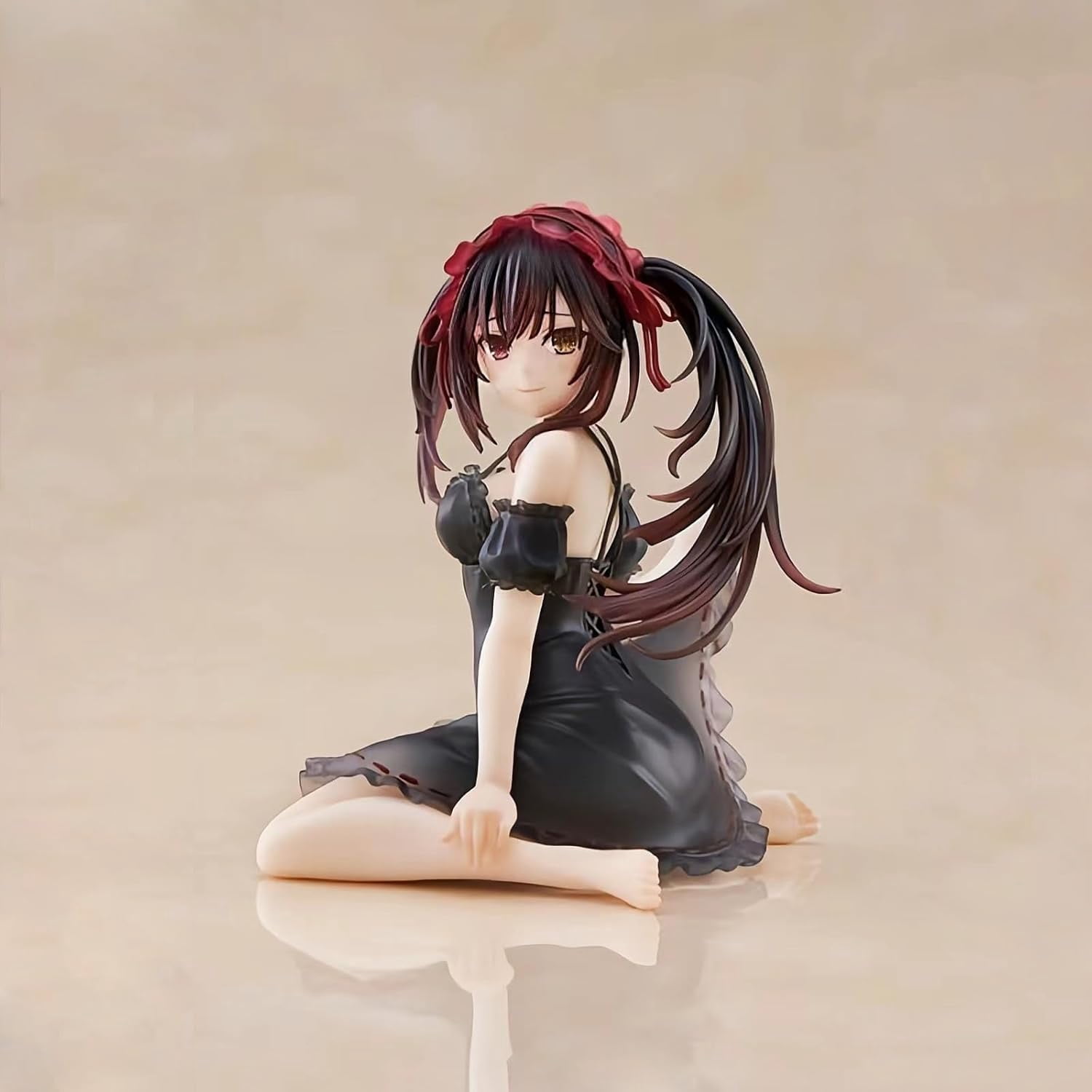 New Kurumi Figure, sleepwear Sitting Tokisaki Kurumi Anime Figures 12cm/4.7inch Handmade PVC Cartoon Character Model Decoration Craft Gift (a)