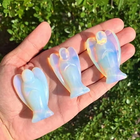 EOEMY 10Pcs Natural Healing Opal Quartz Crystal Carved Angel Stone Reiki Mineral Decor EOEMY 10Pcs Natural Healing Opal Quartz Crystal Carved Angel Stone Reiki Mineral Decor