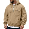 thumbnail image 3 of Yusimy Men's Solid Color 2-Piece Hoodie Cargo Set Long Sleeve Elastic Waist Drawstring Pocket Casual Sports, 3 of 8