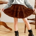 thumbnail image 5 of Skirts for Girls Girls Velvet Mini Skirt Vintage Elastic Waist Ruffle Skirts Kids Pleated Tiered Short Skirt Khaki 5-6Y, 5 of 5