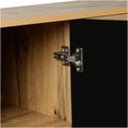 thumbnail image 6 of Natural Wood Storage Cabinet with Carved Floral Doors and Metal Handles for Living Room, Kitchen, Entryway, 6 of 9