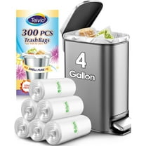 Teivio 4 Gallon 300 Counts Strong Clear Trash Bags Garbage Bags, Mini Waste Basket Liners,Bathroom Trash Can Bin Liners, Small Plastic Bags for Home Office Kitchen Car Bedroom Dog waste Baby Diaper