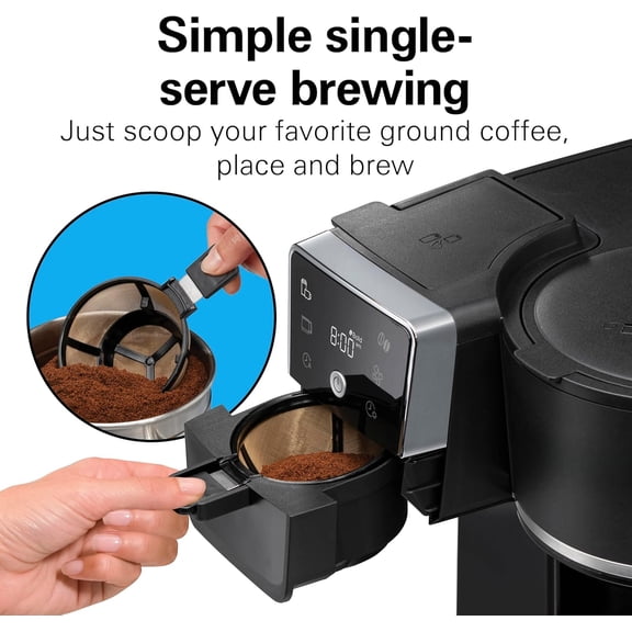 2-Way 12 Cup Programmable Drip Hot and Iced Coffee Maker & Single Serve Coffee Machine, Glass Carafe, Auto Pause and Pour, Black