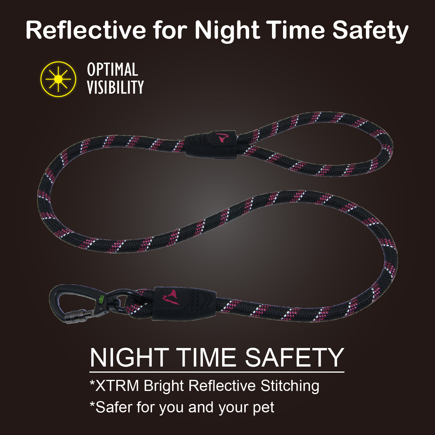 4ft/5ft Reflective Rope Dog Leash with Soft Rubber Handle - Perfect for Medium and Large Sized Dogs