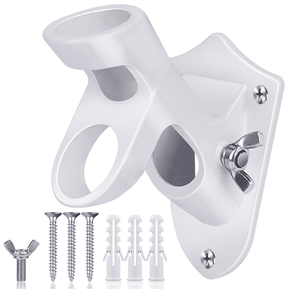 Flag Pole Holder for Outside House, Flag Holder, Flag Holders for Outside, Heavy Duty Flag Pole Mounting Bracket, Flag Bracket, Aluminum Rust Free Coated, Stainless Hardware 1" Diameter (White)