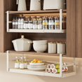 thumbnail image 6 of opvise No Drilling Storage Rack Easy Install Hanging Shelf Expandable under Shelf Storage Rack Stainless Carbon Steel Kitchen Pantry Countertop Spice Holder White, 6 of 8