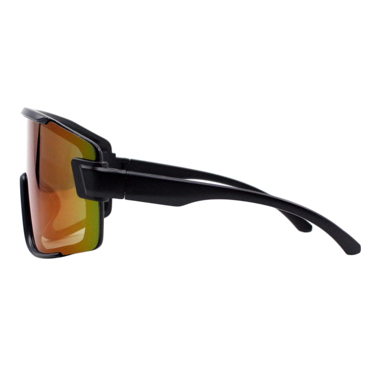 Mens Shield Wrap Sunglasses Oversized Sports UV 400 Black  display picture 3