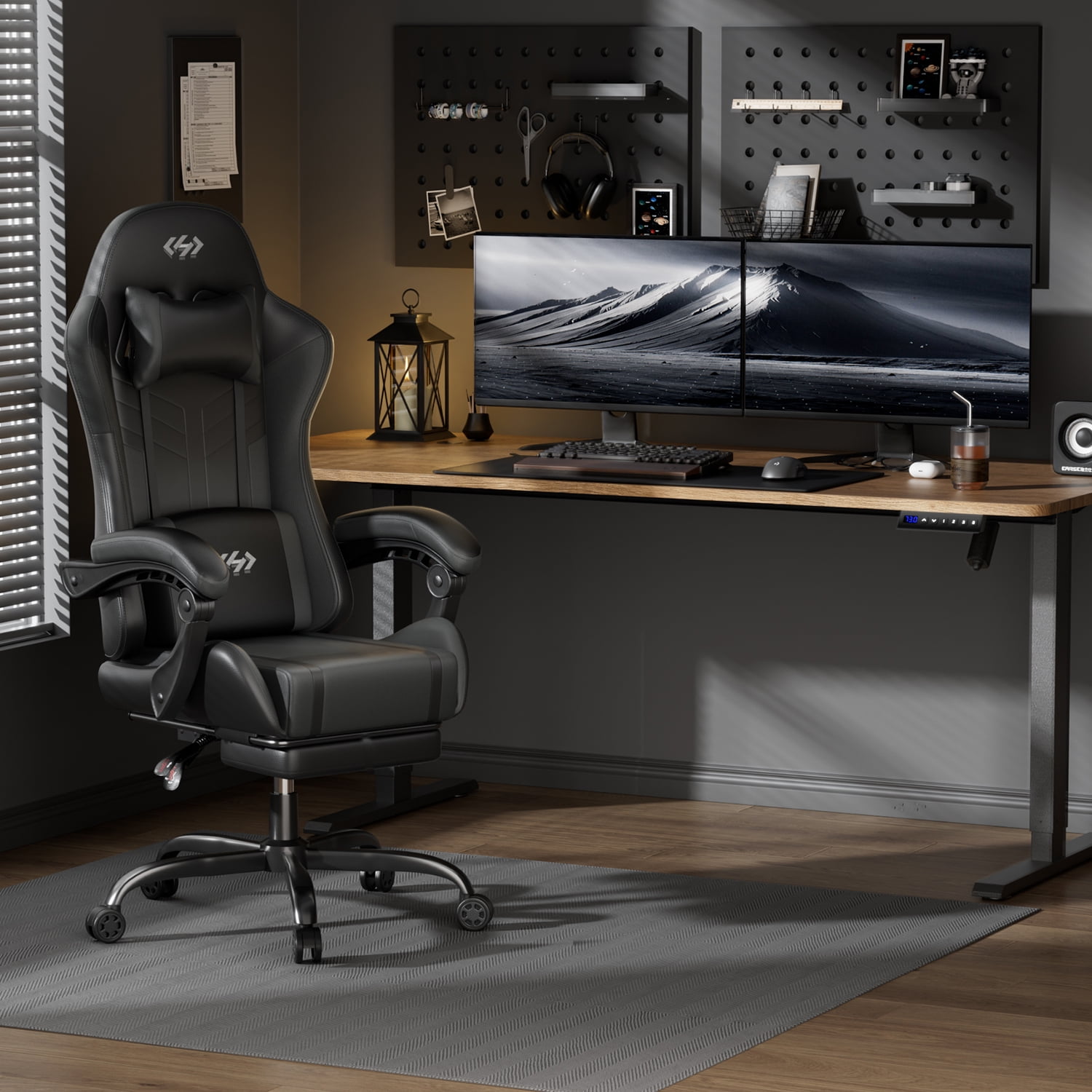 HLDIRECT Ergonomic High Back Gaming Chair with Pocket Spring Cushion, Game Chair with Footrest & Lumbar Massage, Gamer Chair, Computer Chair for Adults, Black