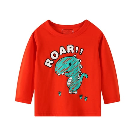 

Yubatuo Children Infant Kid Boys Cartoon Dinosaur Letter Print T-shirt Tops Shirts Tee Baby Boy Clothes Red 90