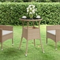 thumbnail image 1 of vidaXL Garden Table Ø60x75 cm Tempered Glass and Poly Rattan Beige, 1 of 4