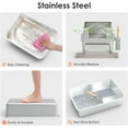 thumbnail image 2 of Stainless Steel Cat Litter Box,XL High Sided Cat Litter Box with Poop Scooper/Footboard/Mat (Light Gray), 2 of 15