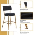 thumbnail image 5 of Modern Bar Stools Set of 4, 25 inch Upholstered Counter Height Bar Stools with Back, Gold Metal Legs Bar Chairs for Kitchen Island, Teddy Fabric Barstools, Sillas Para Barra de Cocina (Black, 4Pcs), 5 of 12