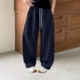 thumbnail image 5 of Barrel Sweatpants Girls Baggy Front Seam Drawstring Curved Wide Leg Sweatpants for Teen Girls Gym Y2k Sweats Pants Joggers, 5 of 6