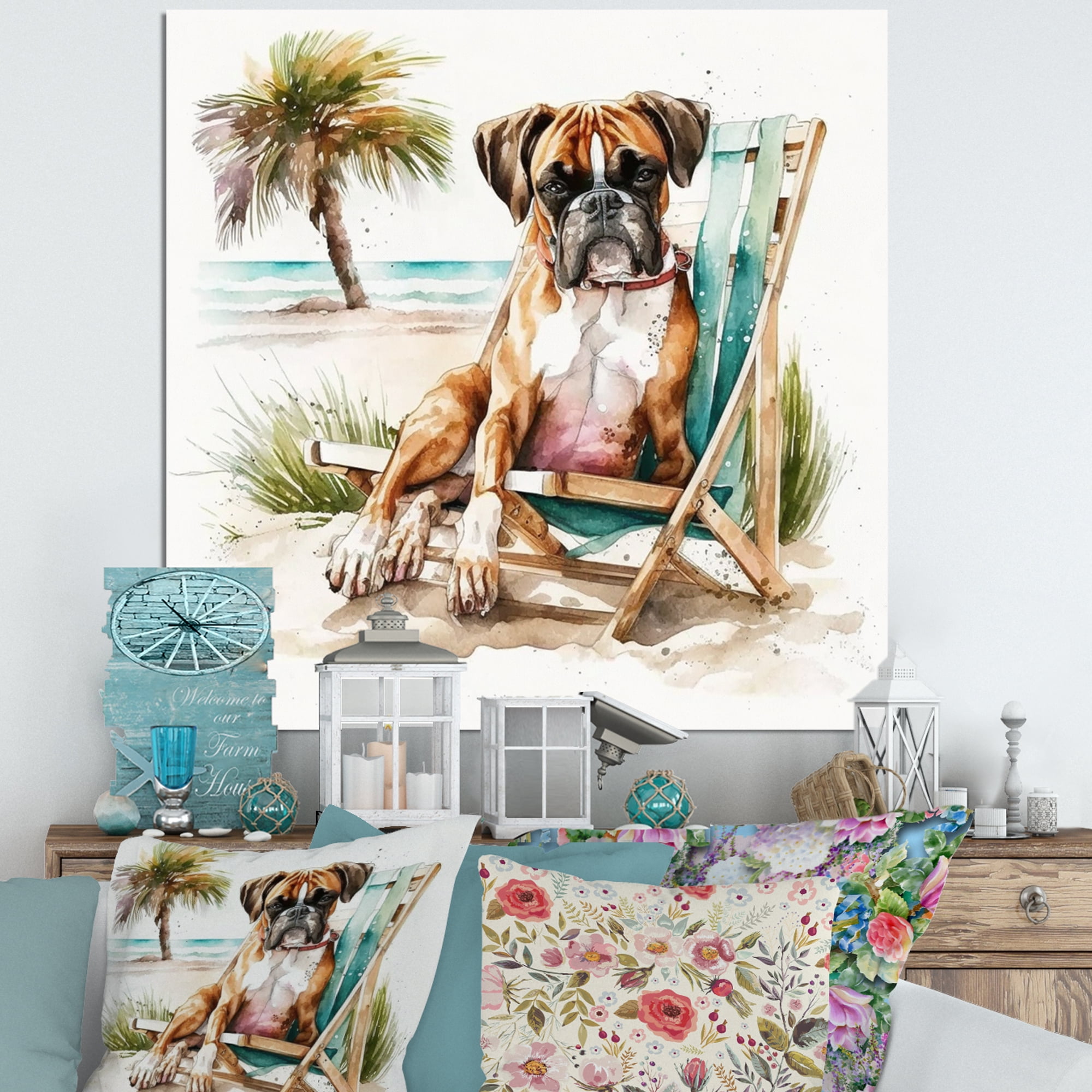 Designart Dog On The Beach V Canvas Wall Art