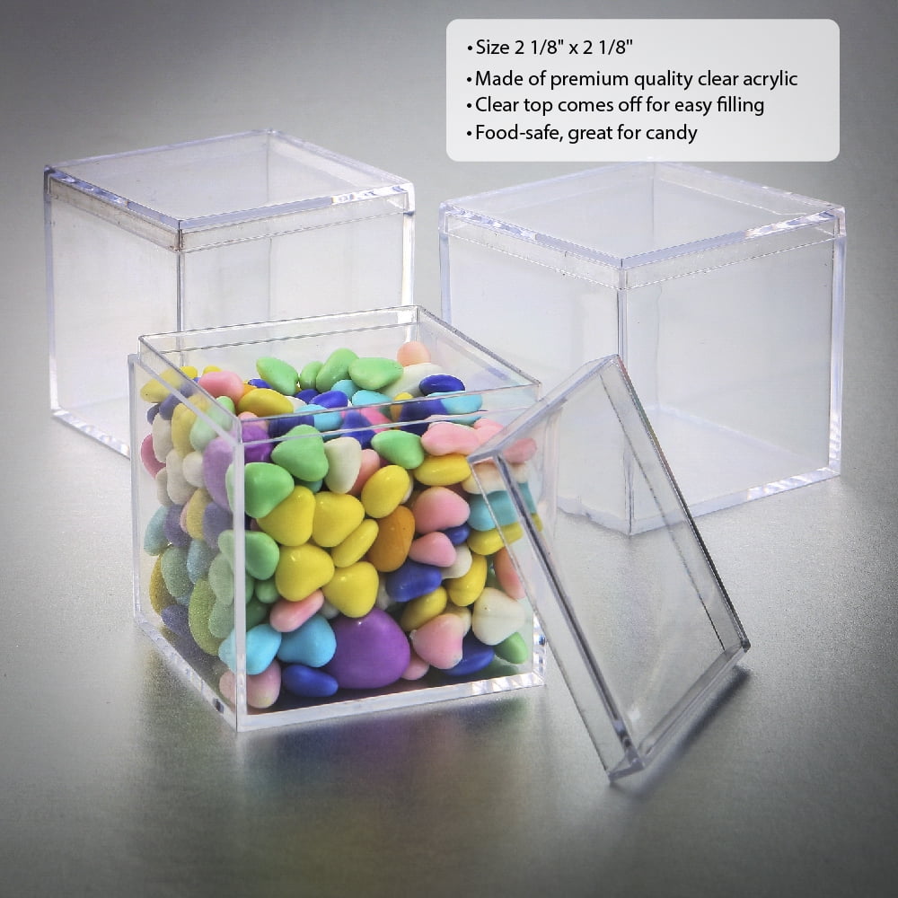Square Clear Acrylic Favor Box with Cover, 80