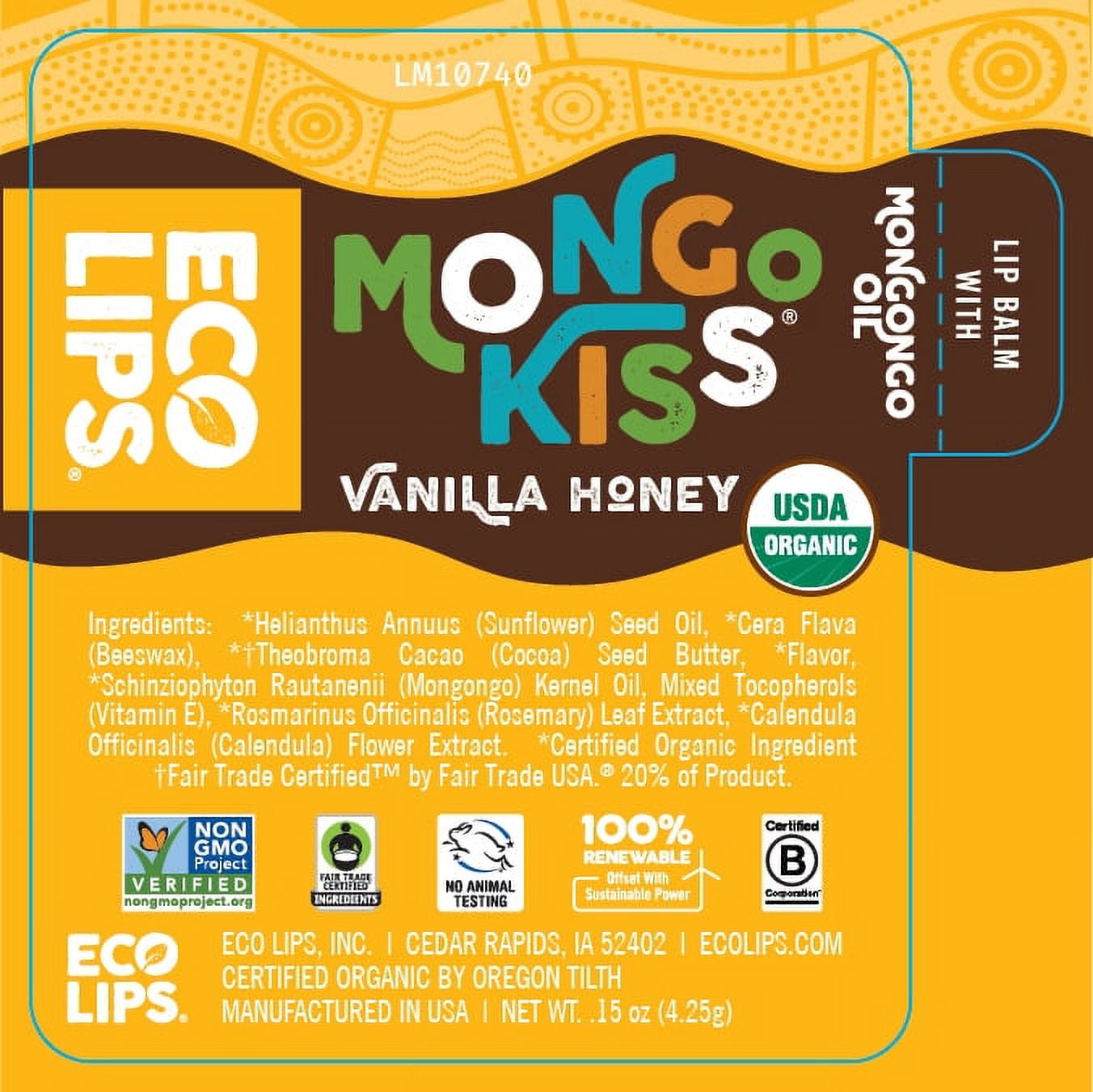 (2 pack) Eco Lips Organic Mongo Kiss Lip Balm 4-pack Variety (0.15 oz. Each)