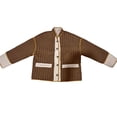 thumbnail image 3 of Chaquetas para Mujer, , Ligeras, Acolchadas, de Larga, Estilo Motero, con Bloques de Color Marrón M, 3 of 9