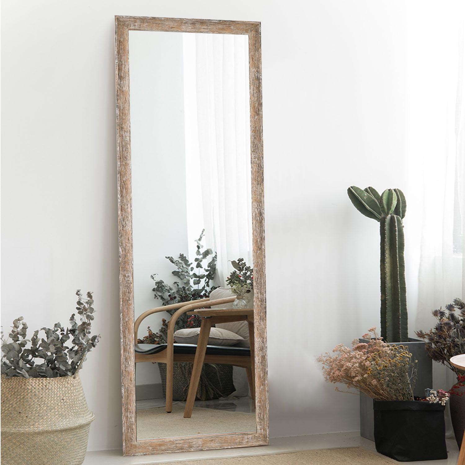 Full Length Mirror Floor Mirror with Standing Holder Wall Mounted