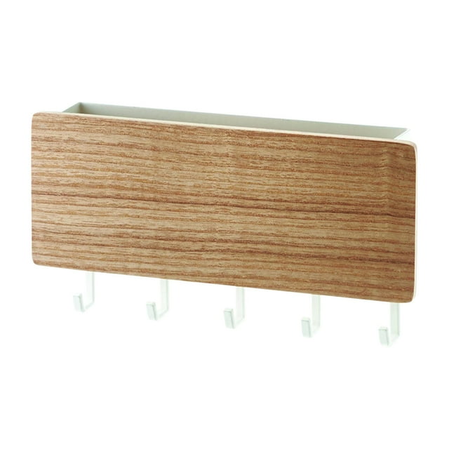 WREESH Wall Mounted Key Rack Non Hole Hook Key Rack Solid Wood Sundries Storage Rack