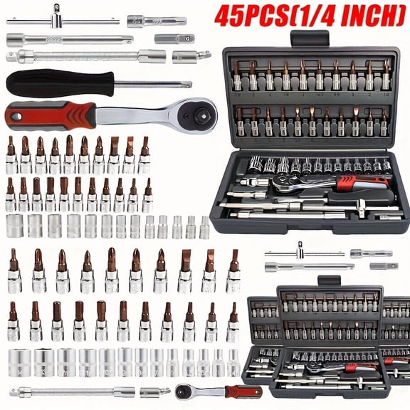 171/52/45pcs Outdoor Emergency Repair Tool Kit - Manual Multi-Functional Wrench Set for Vehicle, Bicycle & Motorcycle Maintenance (Battery-Free, For Men Only)