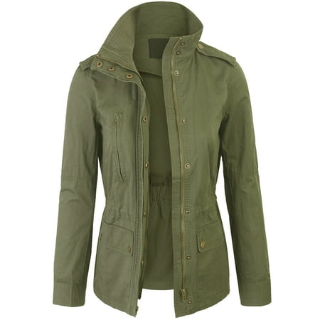 Womens Zip Up Military Anorak Safari Jacket Coat