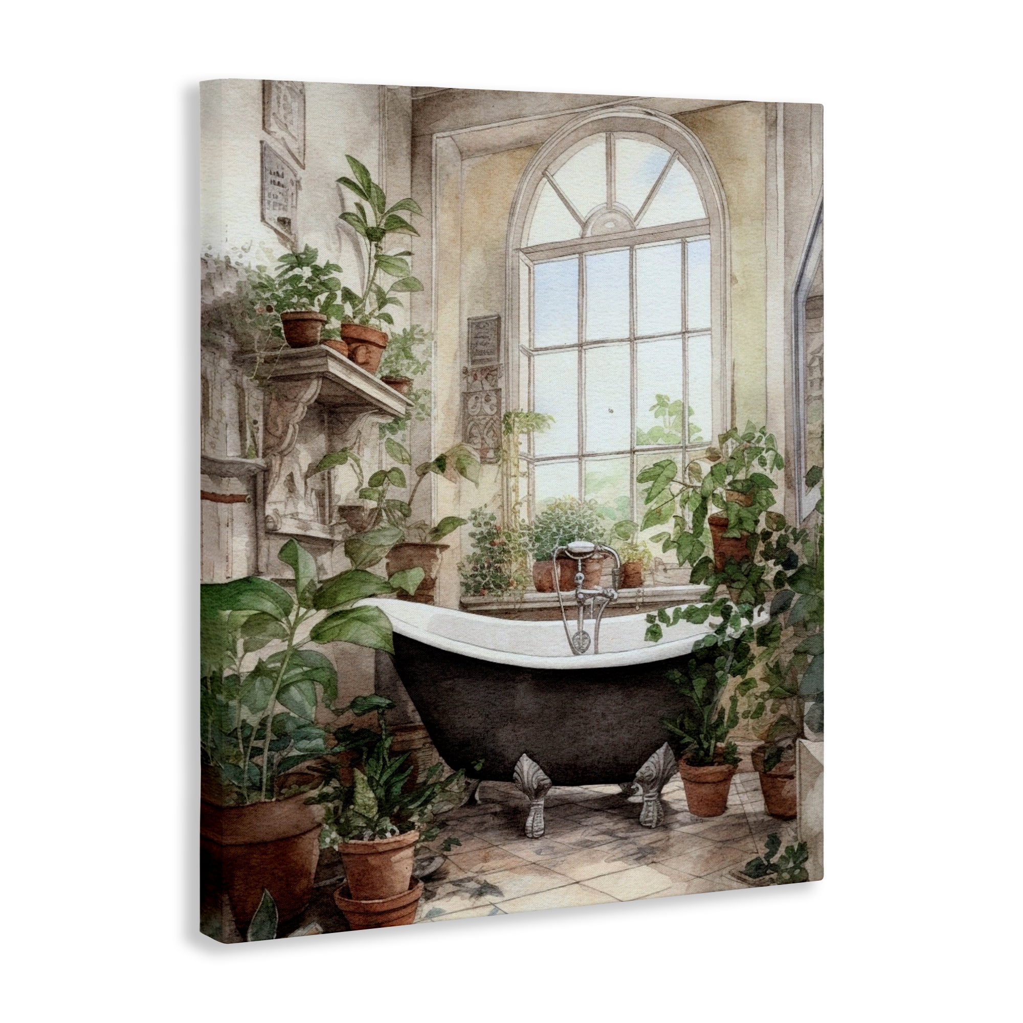 Vintage Sun Lit Bathtub Canvas Wall Art, design by Lettered and Lined