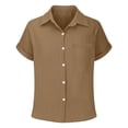 thumbnail image 6 of JAJAHO Boys Girls Button Down Shirts Kids Short Sleeve Solid Color Loose Fit Collared Blouses Classic Casual Summer Top Ages 3-16 Years Stylish Tops, 6 of 6