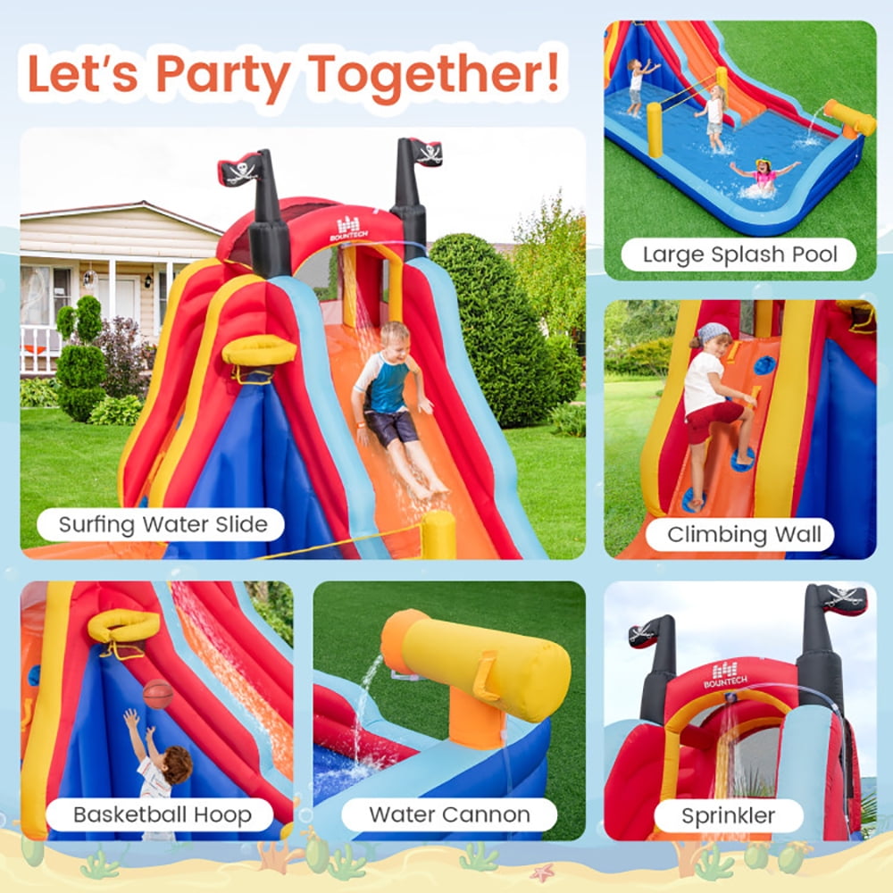 Aimee Lii 5-in-1 Inflatable Bounce House with 2 Water Slides and Large Splash Pool Without Blower, Kids Water Park Bounce House