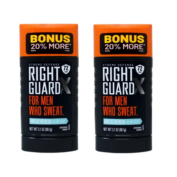 2 Pack - Right Guard Xtreme Defense Antiperspirant & Deodorant for Men Who Sweat, 72 HR, Arctic Refresh All-Day Scent, 3.1oz