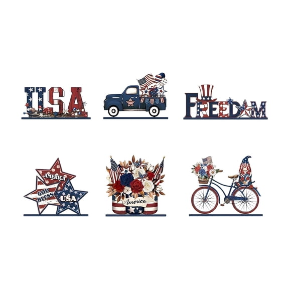 Memorial Day Saving!4th of July Decorations, Independence Day Wooden Tray Decoration Home Living Room Desktop Decoration Wooden Crafts