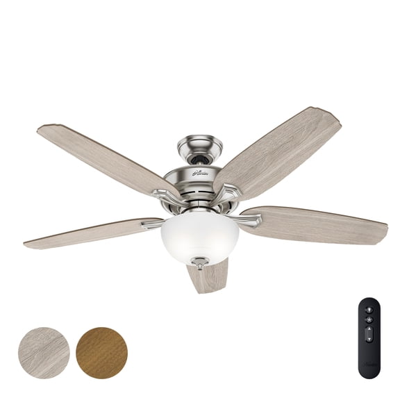 Restored Hunter Fan 54 inch Casual Brushed Nickel Indoor Ceiling Fan with Light Kit and Remote Control (Refurbished)