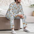 thumbnail image 7 of Naloa Carrot Rabbit Men’s Pajamas Set - Long Sleeve Button Down Sleep Shirt and Pajama Bottoms Sleepwear Set-Medium, 7 of 7