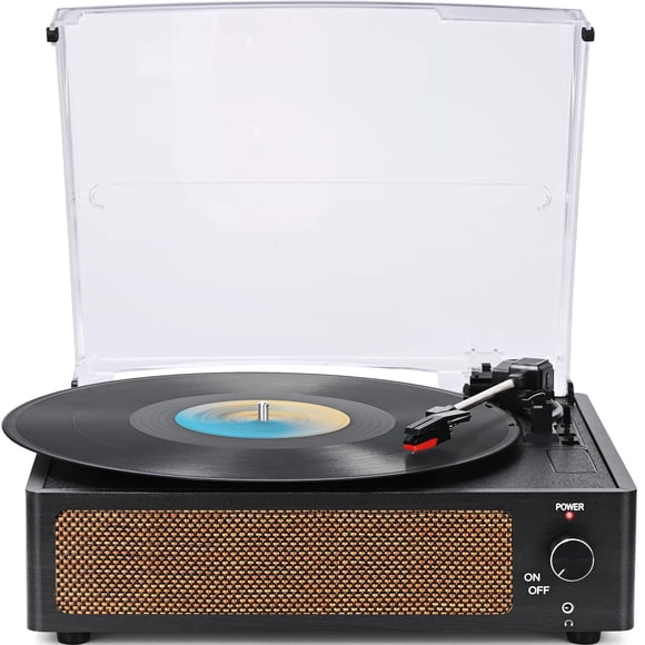 Tocadiscos vintage Reproductor de discos WOCKODER con Bluetooth, color negro