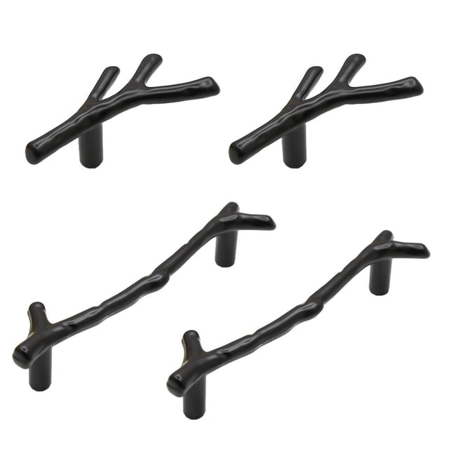 HORIALENCE 4Pcs Modern Black Knobs Branch Shaped Decorative for Dresser