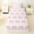 thumbnail image 3 of jejeloiu Cute Bows Twin Sheet Sets,Pink White Bedding For Bowknot Lover 3pcs, 3 of 6