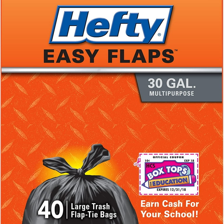 Hefty 30-Gallons Black Plastic Can Flap Tie Trash Bag (240-Count