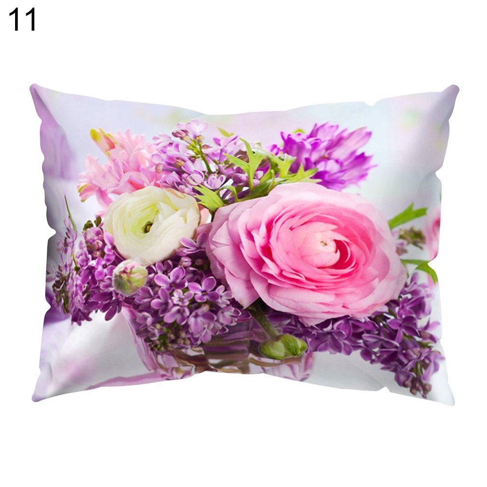 Peony Style Flower Coushion Cover Throw Pillow Case Home Sofa Decoration SI